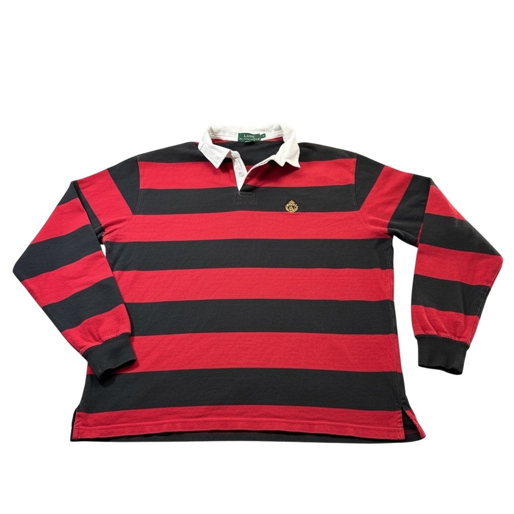 Vintage Lauren Ralph Lauren Rugby Shirt XXL Red Black